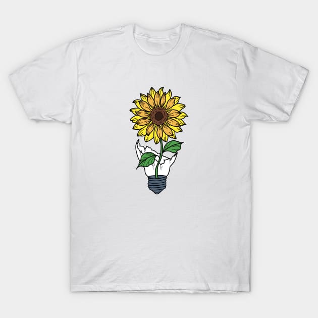 Sunflower in a light bulb T-Shirt by ForgivenTheSun